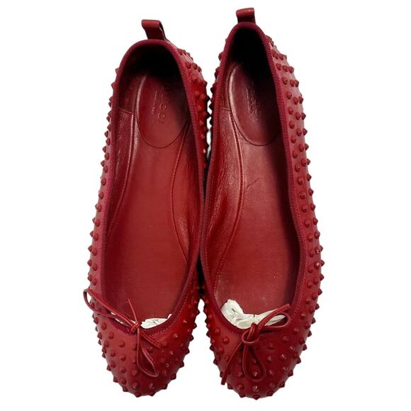 GUCCI MADE IN ITALY RED ROCKSTUD WOMEN FLATS SIZE 39 NO BOX - Picture 1 of 8